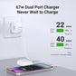 TrendEuroShop®Power Up Your Devices: 67W Dual Port USB-C Power Adapter